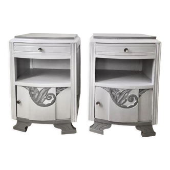 Pair of bedside tables Art Deco 1940s