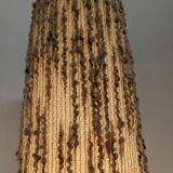 Floor lamp in white glazed stoneware with wool lampshade, 1960s-70s