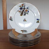 6 flat porcelain plates peacock
