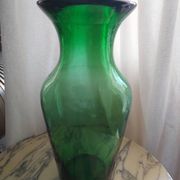 Blown glass vase, bottle green