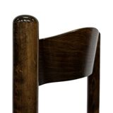 Set of 4 dark brown wooden chairs 70s minimalist design