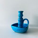 Candle holder fat lava blue