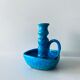 Candle holder fat lava blue