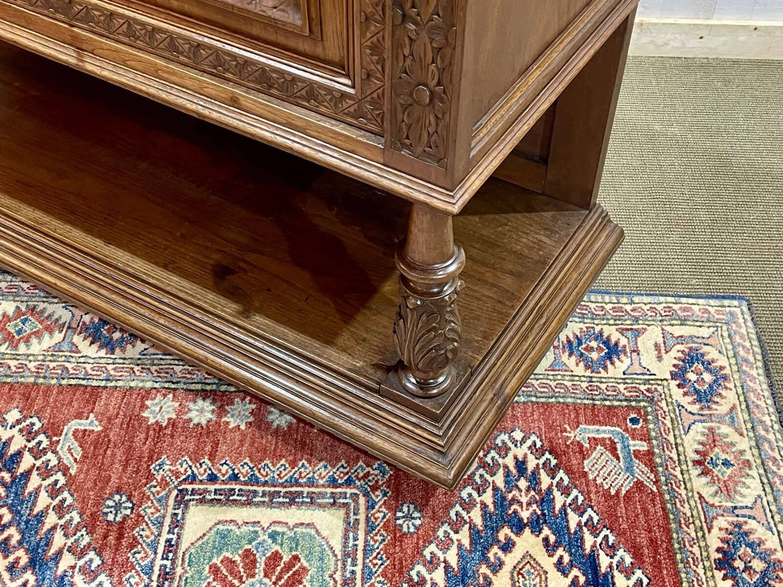Early 20th century Breton oak serving trolley with a marble top