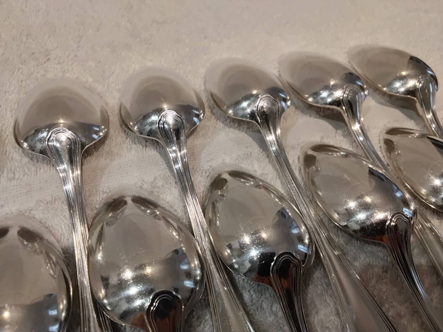 12 silver-plated soup spoons, Christofle goldsmith, Spatours model