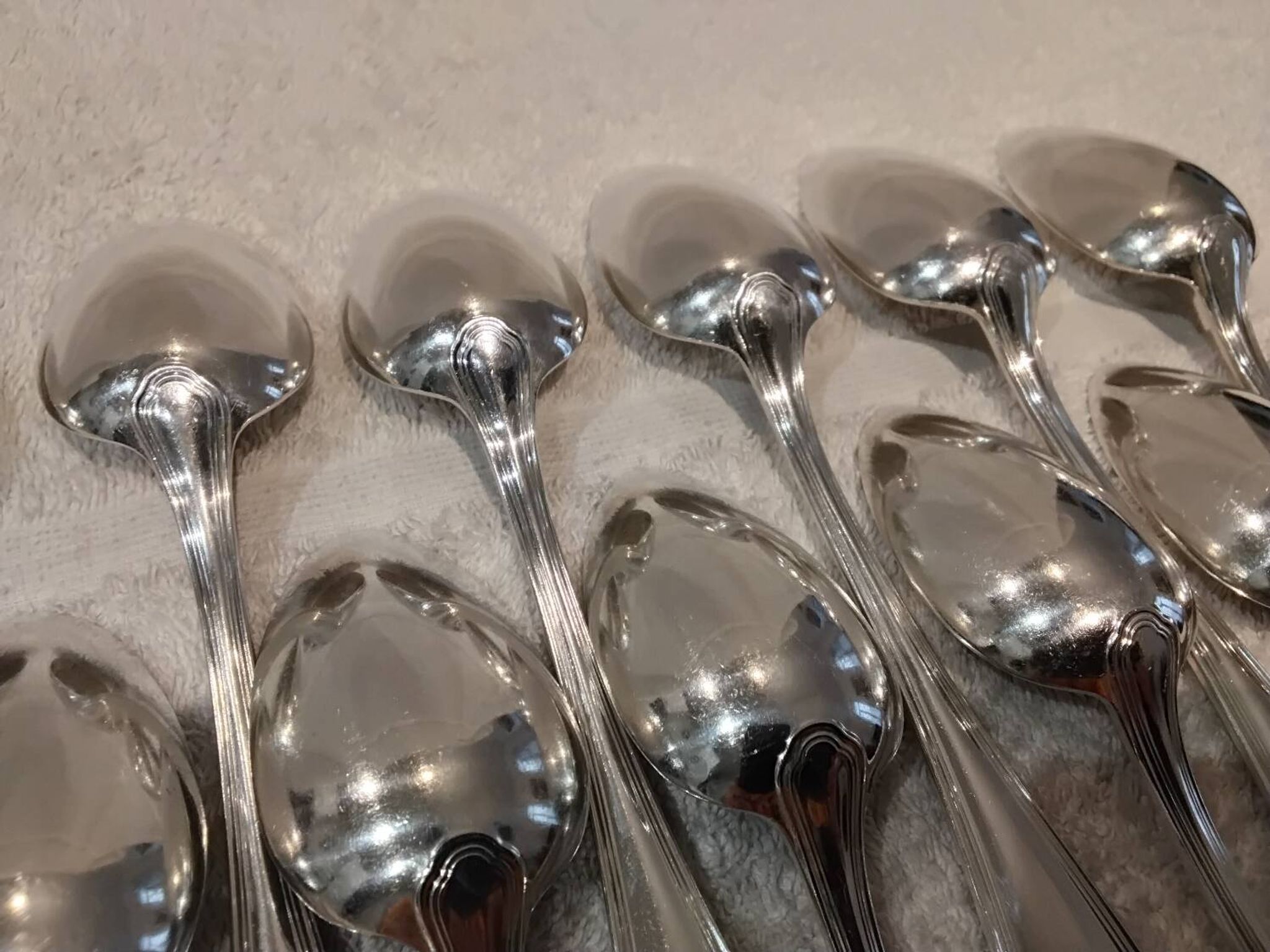 12 silver-plated soup spoons, Christofle goldsmith, Spatours model