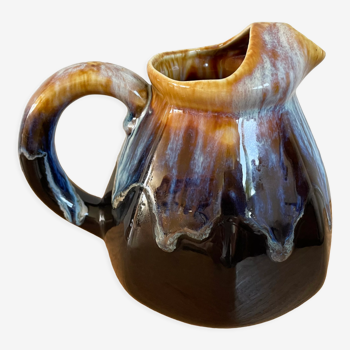 Jug French in fat lava with handle, Form 172, vintage Vallauris with Drip Glaze