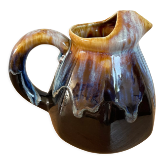 Jug French in fat lava with handle, Form 172, vintage Vallauris with Drip Glaze