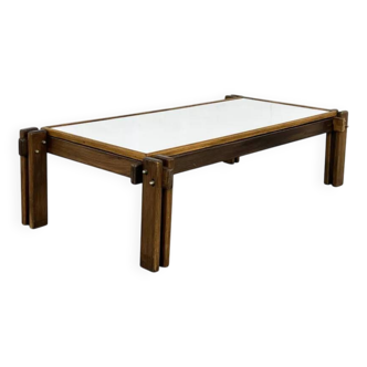 Table basse rectangulaire des années 50-60 en bois et formica blanc