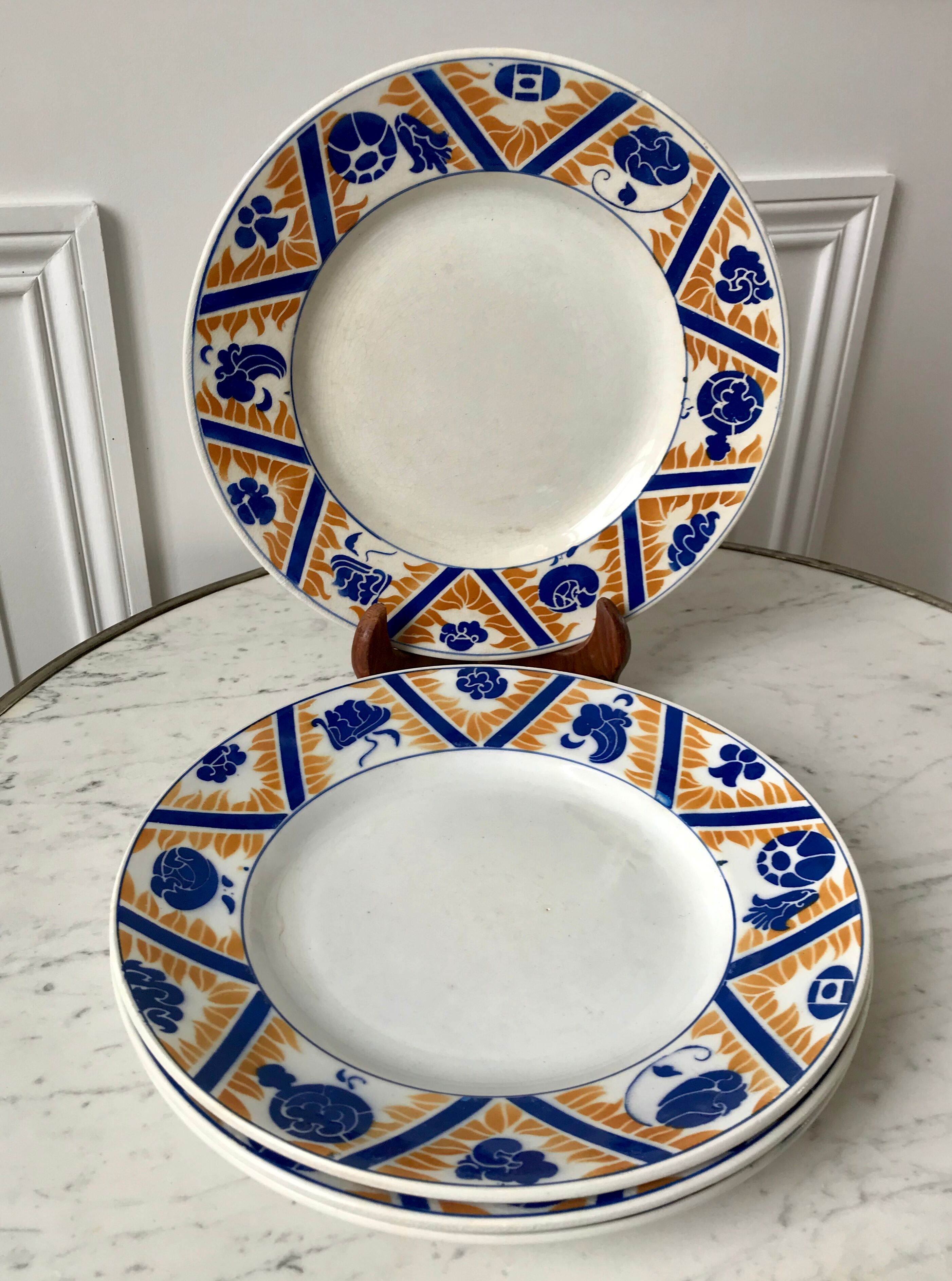 Set of 4 flat plates Moulin des Loups and Orchies model Canada
