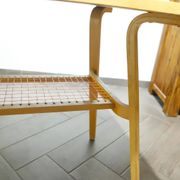 Brussels Style Retro Table with Red Woven Shelf
