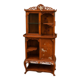 Étagère - vitrine japonisante Art Nouveau en acajou et nacre