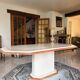 Large Crema Marfil & Alicante red marble table – 212 cm – 10 people