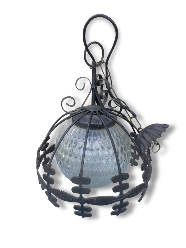 Lampe industrielle en verre et fer forgé — Beyit