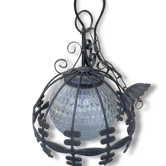 Lampe industrielle en verre et fer forgé