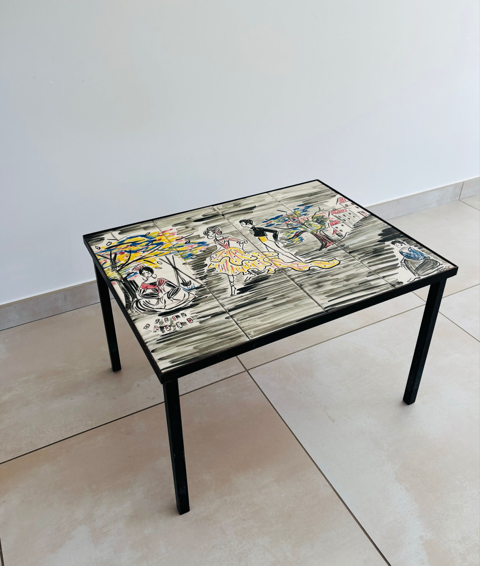 Vintage Mid-Century ceramic coffee table – Signed SAMMIE – 1970s