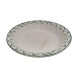 Plat creux ancien en porcelaine opaque de gien terre de fer décor vert collection montigny