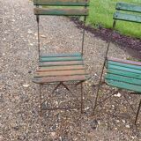 12 folding iron and wood garden chairs