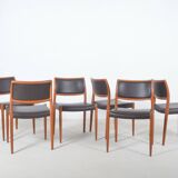 Set of 6 chairs model 80 designed by Niels Møller, 1960s