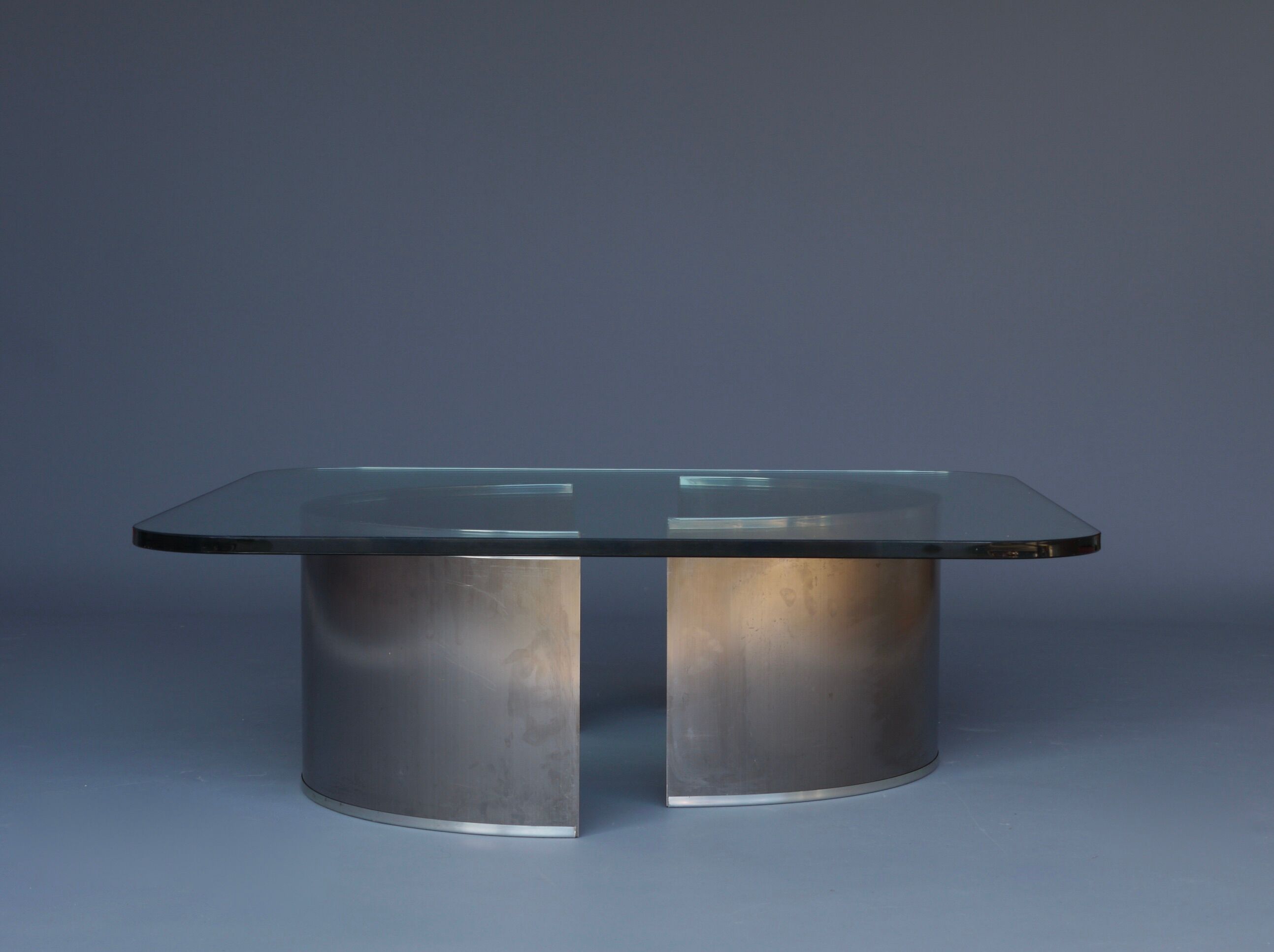 Stainless steel and glass coffee table, 1970s