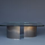 Stainless steel and glass coffee table, 1970s