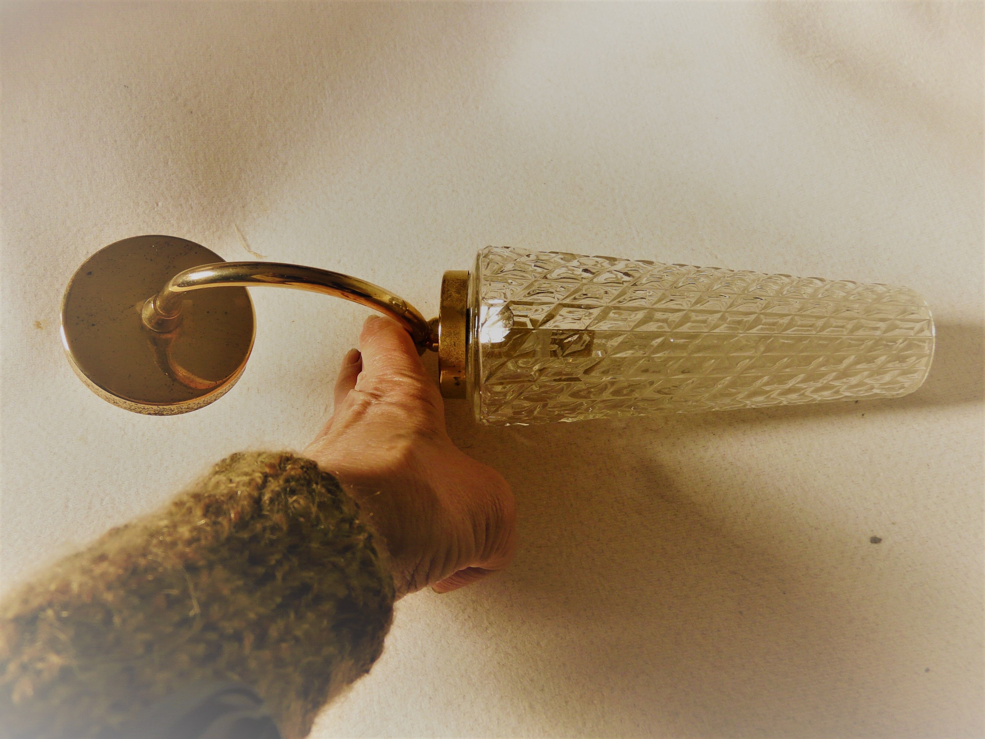 Metal and glass sconce from the 1950s
