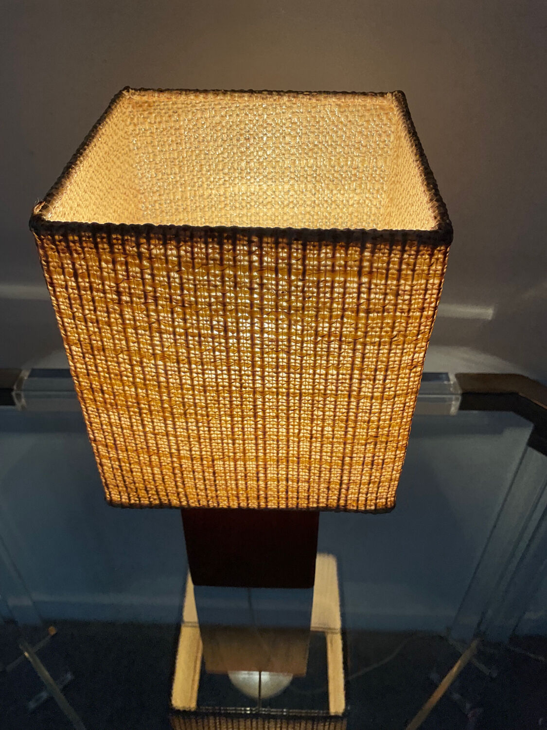 Scandinavian lamp in teak and rope years 60-70