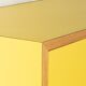 Classic sideboard from the 1960s, oak veneer, yellow Resopal, white steel feet