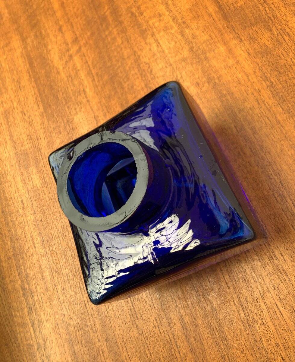 Scandinavian mid-century block glass vase, 1960s