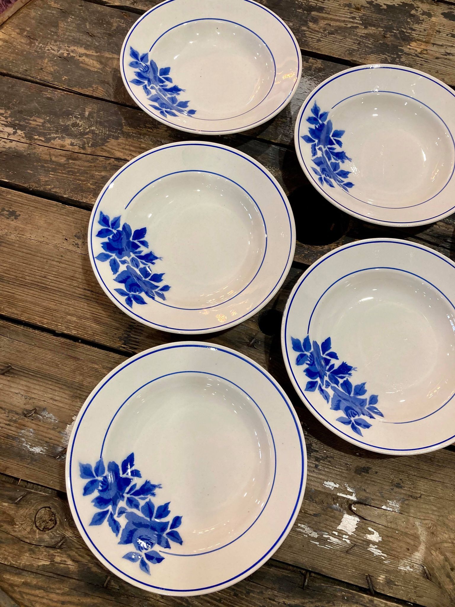 Lot 6 plates Fénal Badonviller blue
