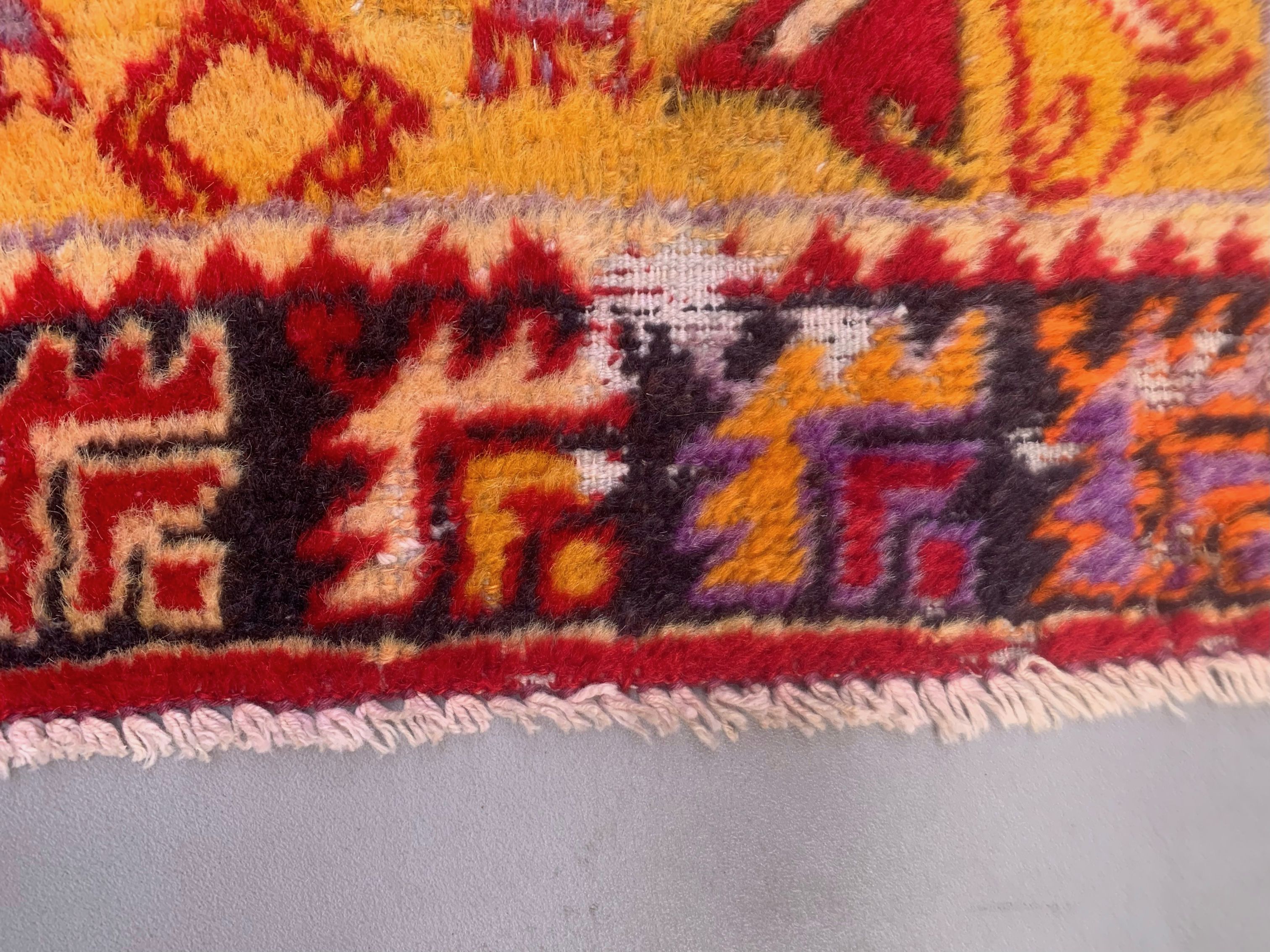 Turkish oushak rug 140x77 cm vintage carpet