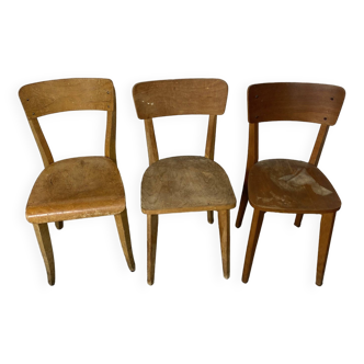 Set of 3 mismatched bistro chairs