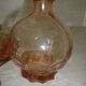 Art deco liqueur service in pink transparent glass with stopper