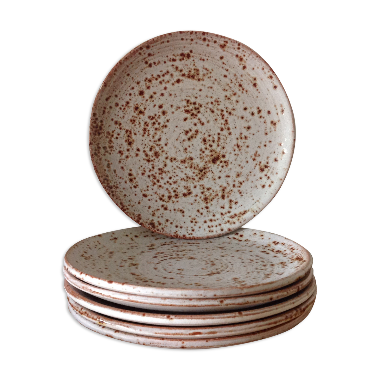 Set of 6 plates in pyrity gres