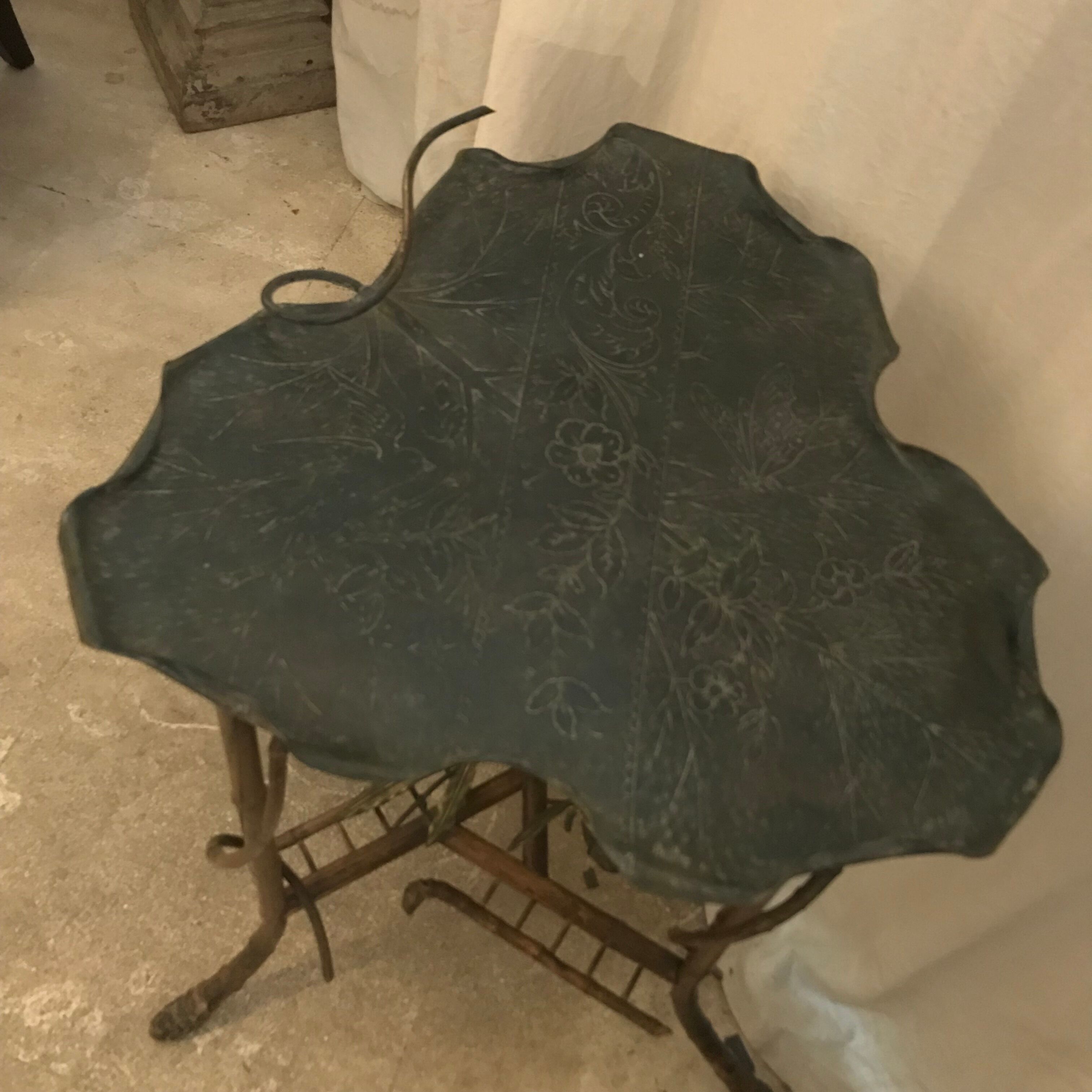 bamboo pedestal table&bronze Napoléon III