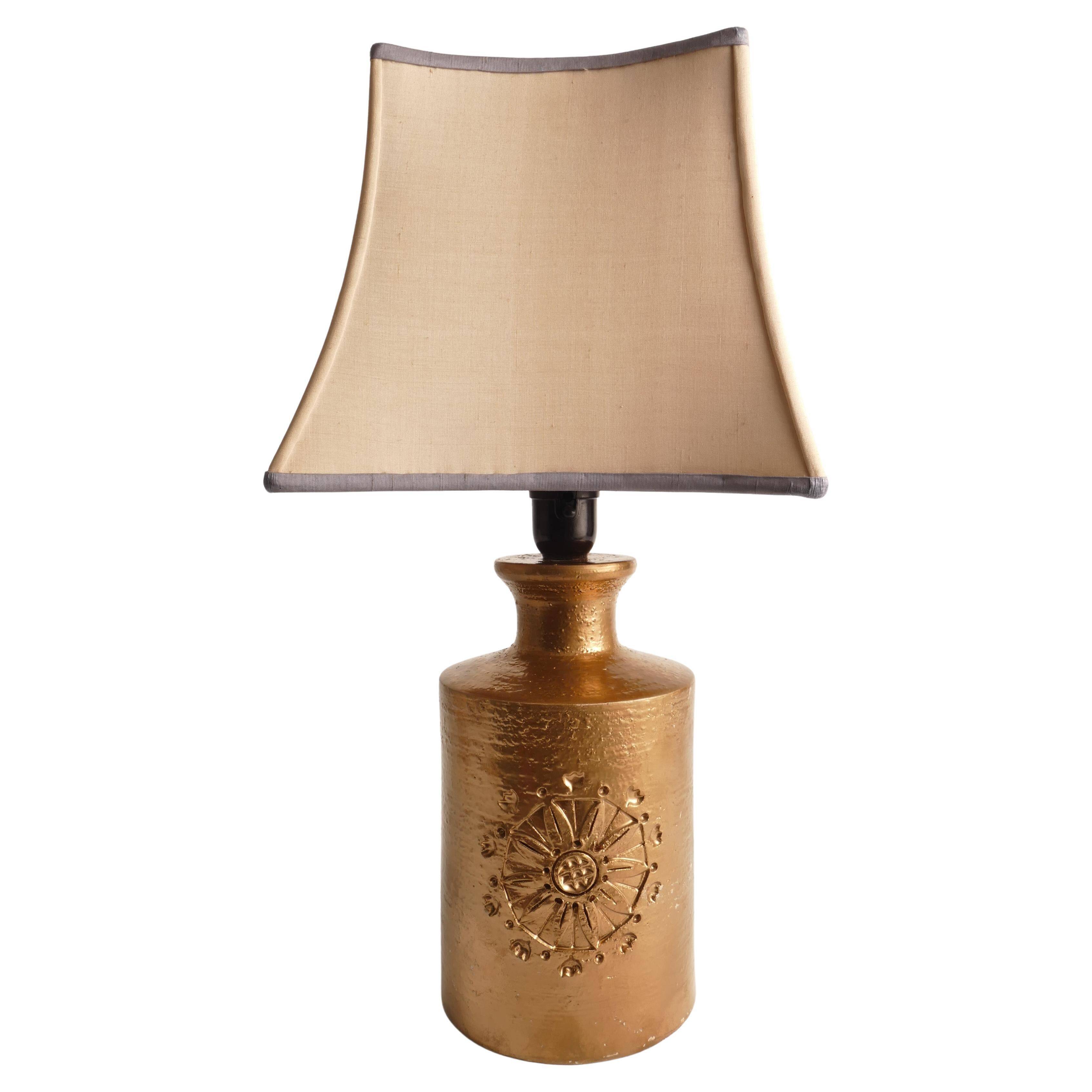 Gold Glazed Ceramic Table Lamp by Bitossi for Bergboms, 1970's