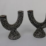 Pair of Fat Lava Candlesticks