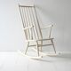 Fauteuil à bascule scandinave vintage en bois laqué blanc