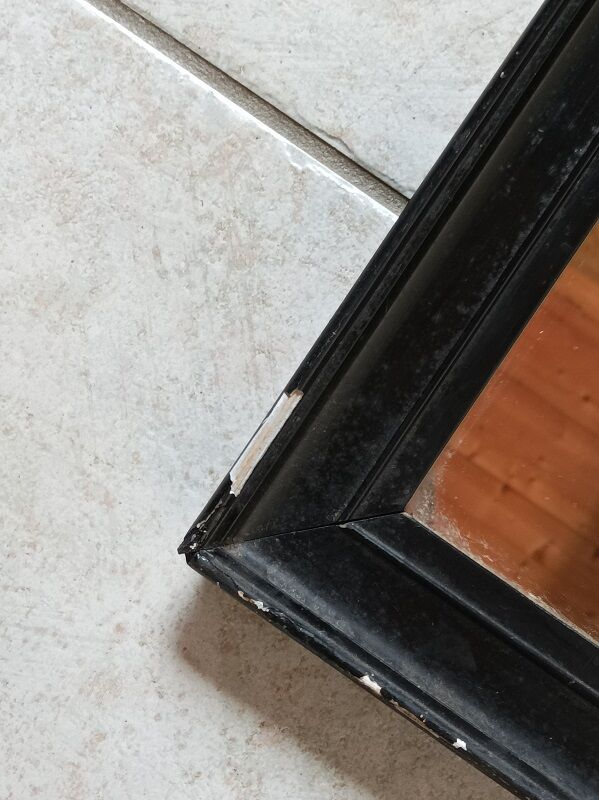 Mirror Patinated black wood frame 0923052