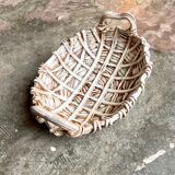 Beige woven ceramic oval cup