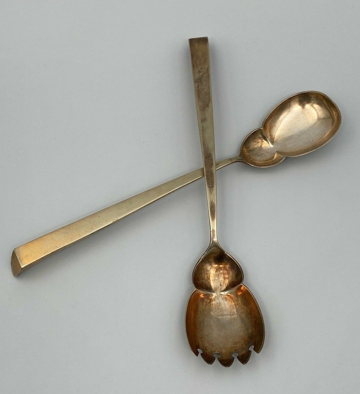 Pair of cutlery silver and vermeil poincon cupid