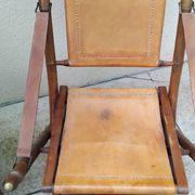Paire de chaise SAFARI pliante vintage cuir bois