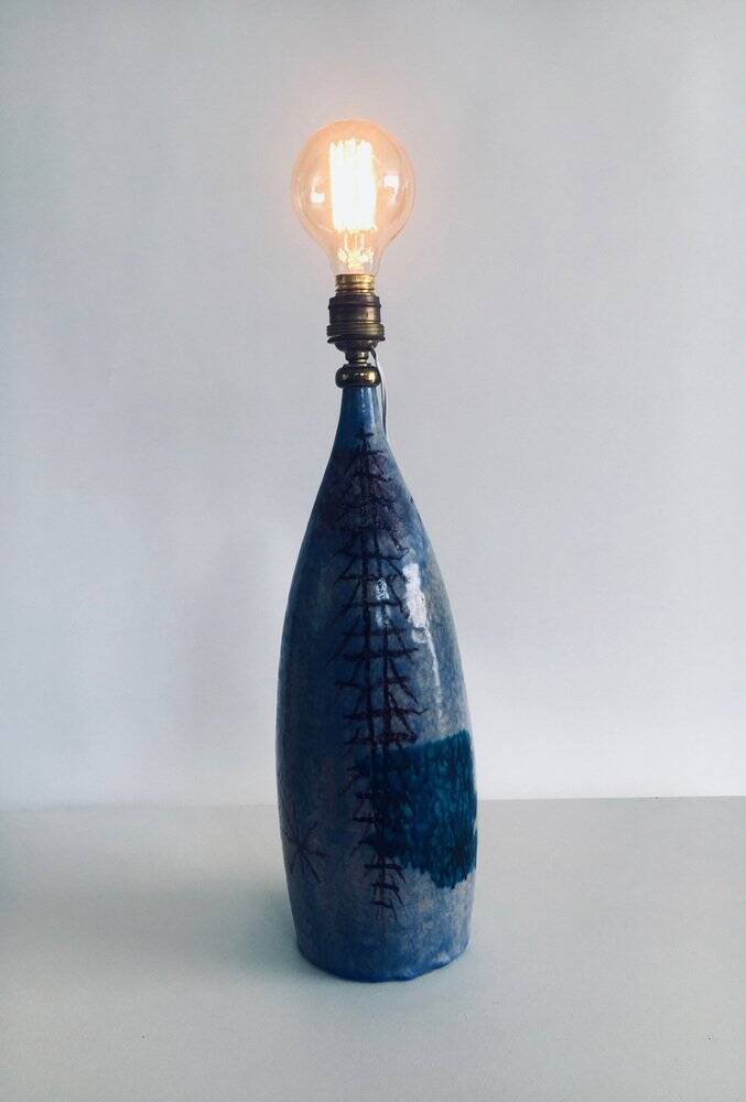 Mid-Century Design Art Studio Ceramic Table Lamp by Cacf Faenza, Italy, 1950s