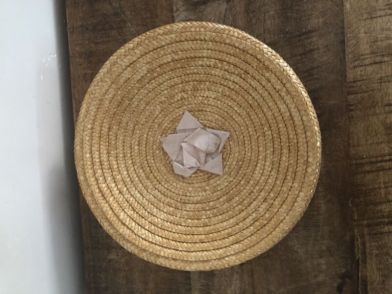 Pie dish in his wicker basket