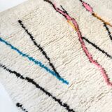 Moroccan Berber carpet Azilal ecru with colorful patterns 298x186cm