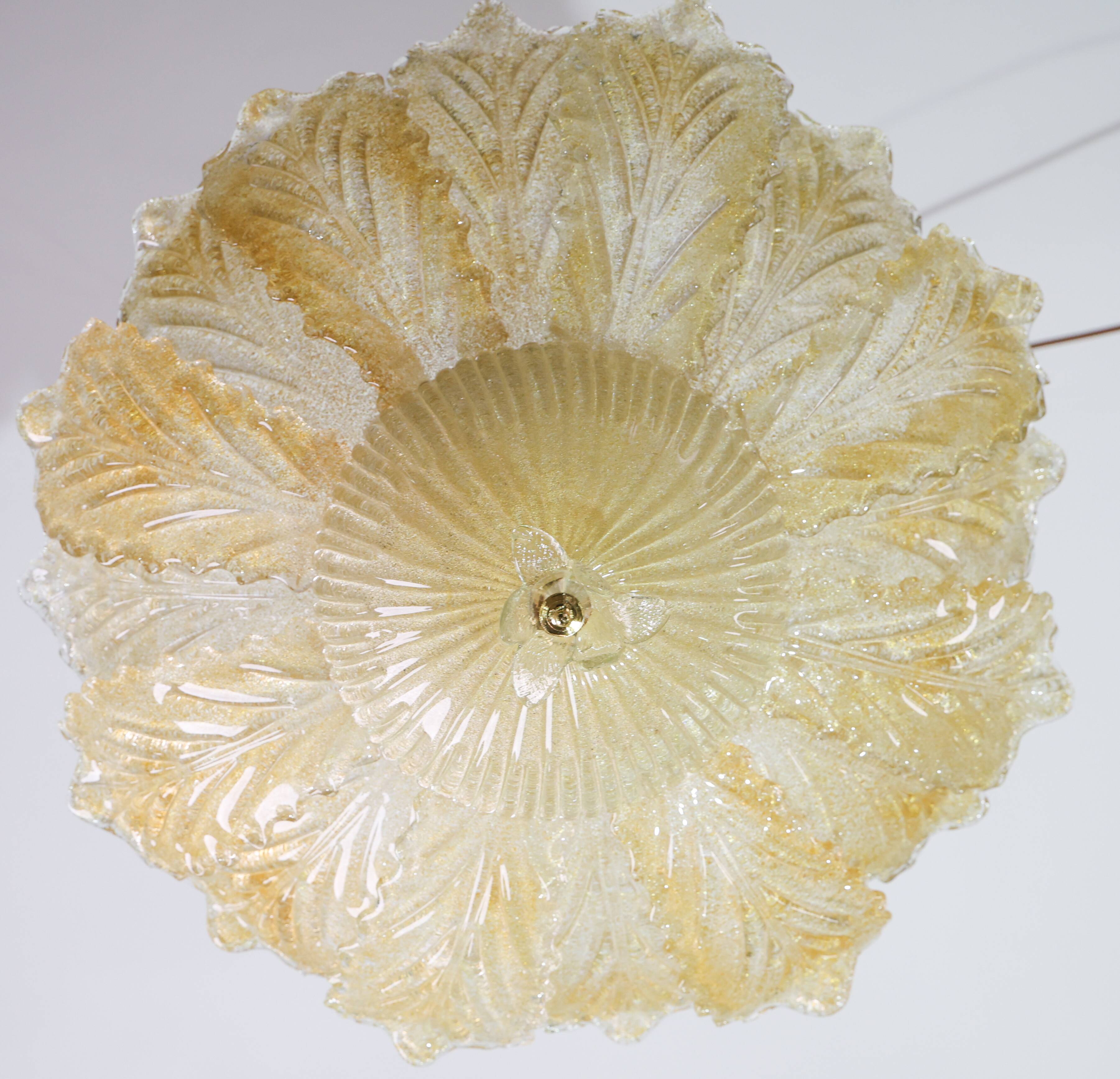 Abu Dhabi, Murano Glass Gold Flush Mount, 1970s
