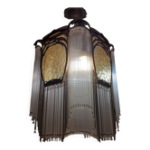 Art Nouveau Guimard style chandelier in nickel-plated bronze