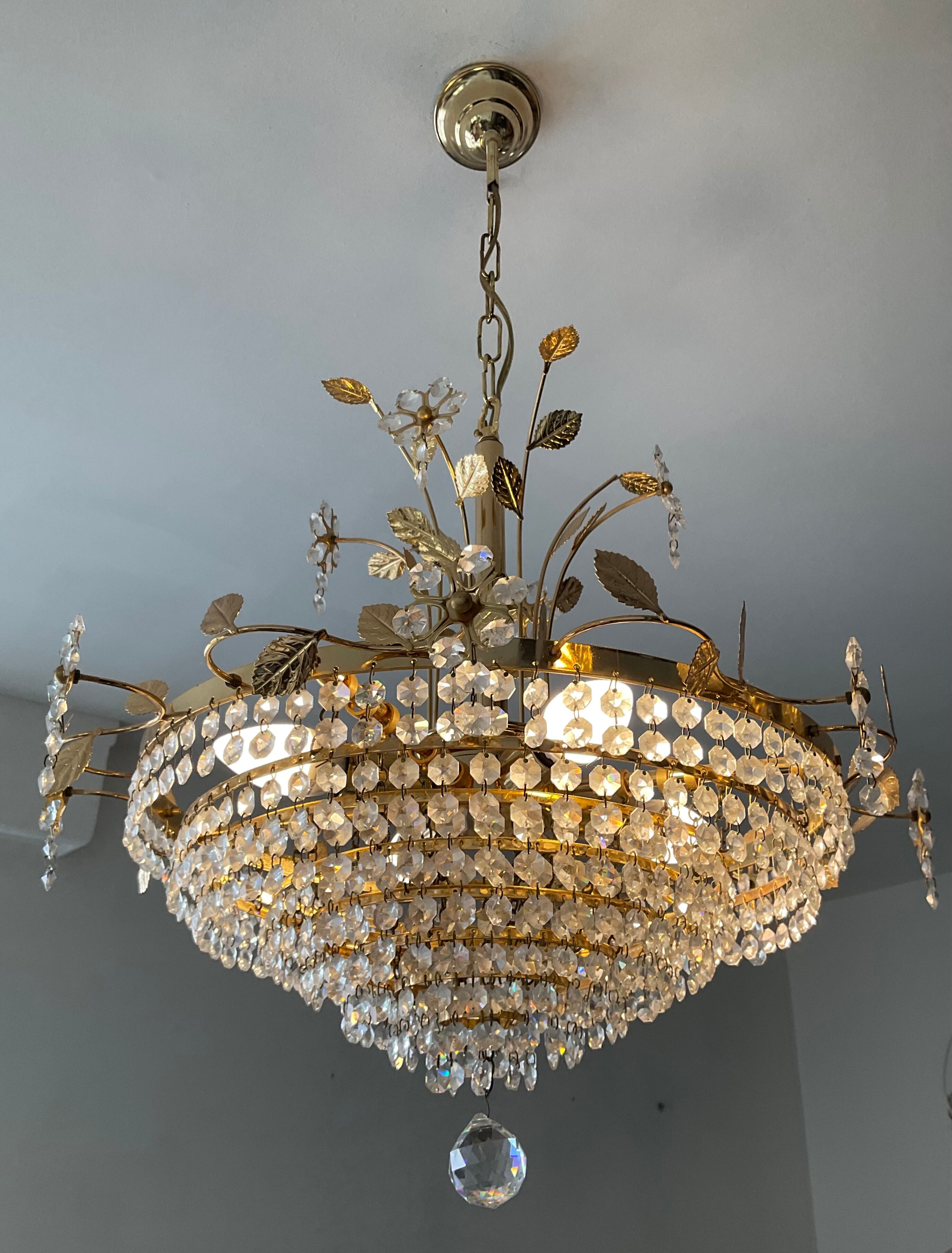 Crystal grapevine waterfall chandelier from the 70s