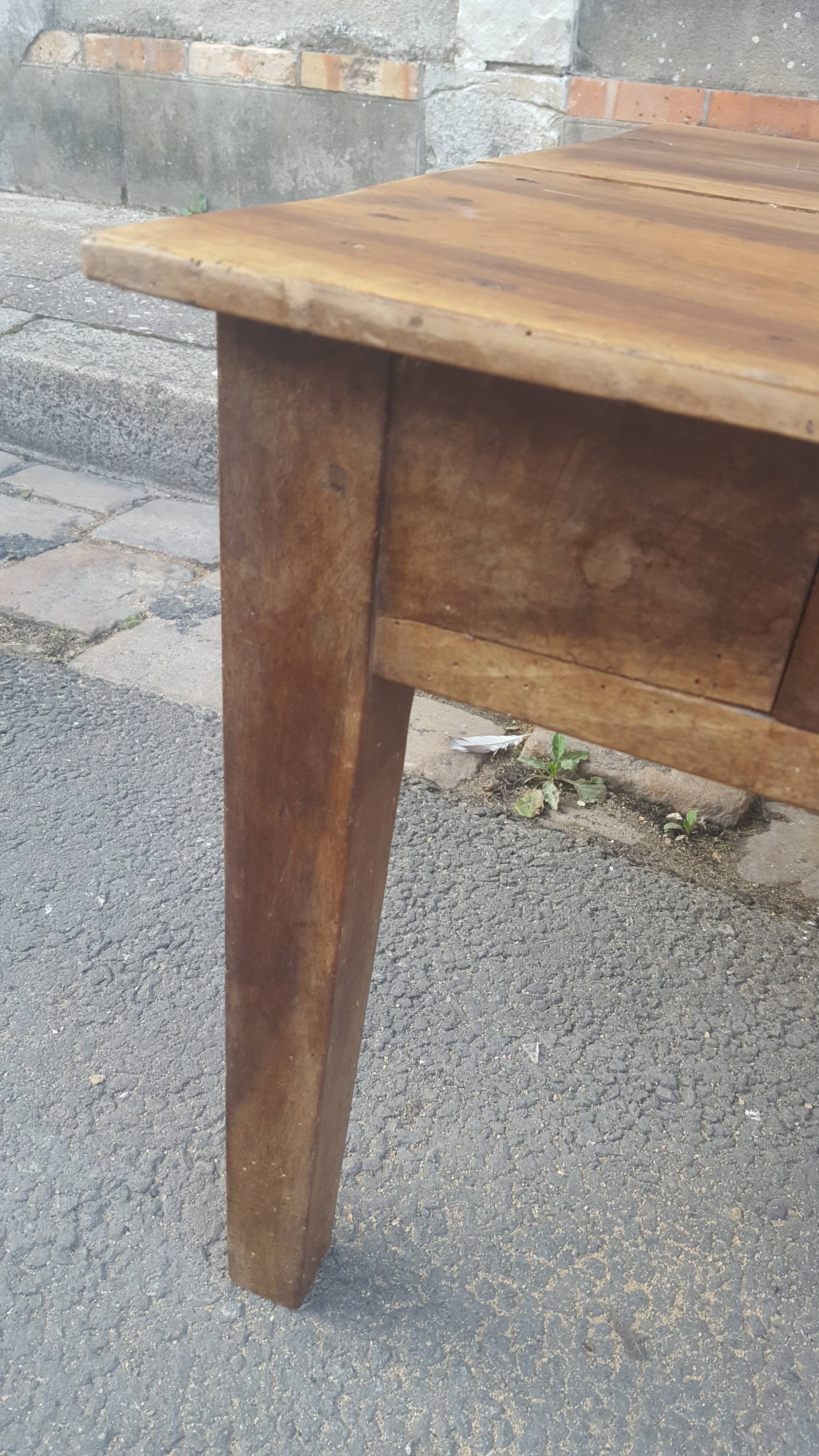 Farm table coffee table with drawers