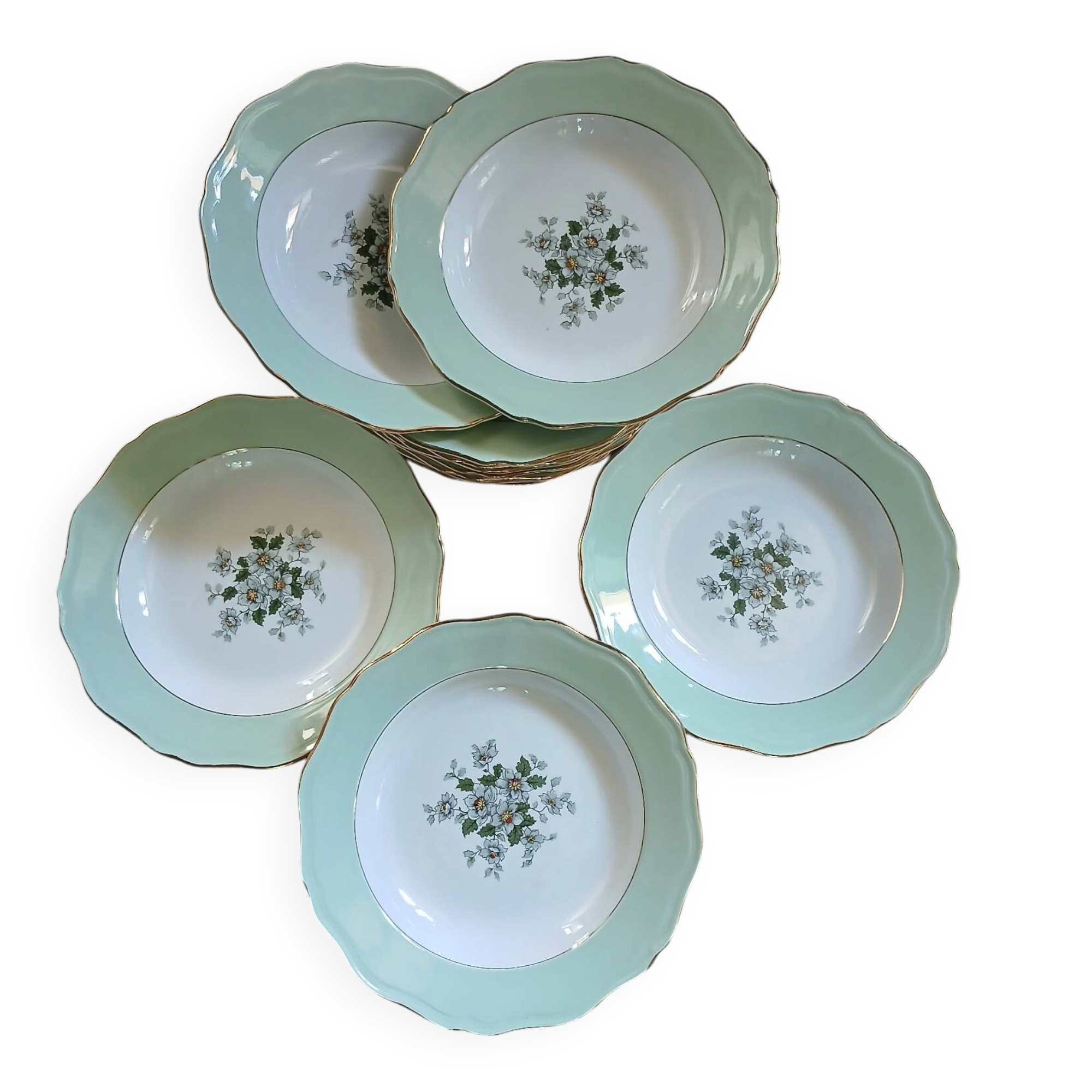 12 antique deep plates "Saint Tropez"